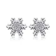Sterling Silver Shiny Snowflake Stud Hypoallergenic Earrings