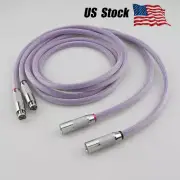 Pair 8N OCC Pure Copper Balanced XLR Cable Carbon Fiber Plug Interconnect Cord