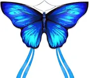 Simxkai Butterfly Kite for Kids & Adults, Easy to Fly Blue Big Kite for Beginners, 300ft Line Handle Included (1Pack 2Pack)