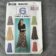 Butterick Pattern 4136 Sz 20-24 Petite Misses Maxi Midi Skirt Fast Easy