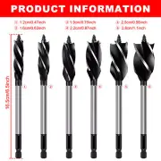 6Pcs Wood Auger Drill Bit Set High Carbon Steel 4 Flute Cut Drilling Bit teznR