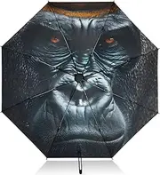 [PDZRMY] UV Protection Travel Umbrella Gorilla Face Gaze Compact for Rain and Sun - Auto Open and Close UPF 50+ Windproof Portable 46” Sun Umbrella for Women and Men