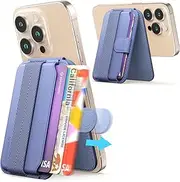 Sinjimoru Pull & Eject Magnetic Wallet for iPhone, Phone Wallet with Adjustable Stand, Compatible with MagSafe Wallet, M-Pull Tab Stand Lavender