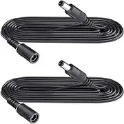 2-Pack 1m DC Power Extension Cable, Plug 5.5mm x 2.1mm, Male to Female Plug, DC 5V 6V 9V 12V 24V for Security Cameras, DVR,Router,Printer,LED Strip, Black