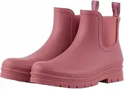[planone] Short rain boots for women waterproof garden shoes anti-slipping chelsea rainboots for ladies comfortable insoles stylish light ankle rain shoes matte outdoor work shoes