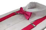 Boys Adjustable Hot Pink 65Cm Suspenders & Matching Bow Tie Set
