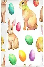 RPLIFE Rabbits Easter Eggs White Kitchen Towels Set, 28x18 Inch Absorbent Spring Towels, Set of 6