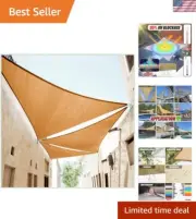 Durable 18' Sand HDPE Sun Shade Sail - Breathable Waterproof Canopy Solution