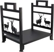 Firewood Log Rack, Wrought Iron Wood Holder for Fireplace, Heavy Duty Log Storag