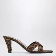 [Saint Laurent] Mule Jill in gros-grain leopard print 40 IT Brown