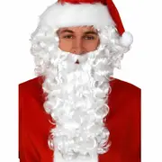 Santa White Curly Wig & Beard Set - Mens
