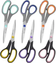 Scissors for Office School Supplies, 8" Scissors All Purpose Bulk Set of 6-Pack