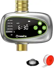 TURNRISE Irrigation Timer Brass Inlet/Outlet, Smart Water Timer Watering Timers with Rain Delay/Manual Mode, IP55 Waterproof Hose Sprinkler Timers for Garden Lawn