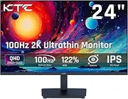 KTC 24 Inch QHD 100Hz Computer Monitor IPS 2K, 1300:1 Contrast, Anti-Blue Light Screen, 122% sRGB, Support FreeSync and GSync, HDMI2.0/DP/Earphone for Gaming and Office Working H24T27