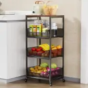 Fruit Basket Kitchen Cart - 4-Tier Rolling Storage Cart with Wheels Fruit Veg...