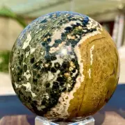 378G Natural Colorful ocean jasperquartz geode crystal sphere ball healing