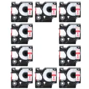 10PK Red on Clear label tape 12mmx7m For DYMO D1 45012 LabelManager 200 400 450D