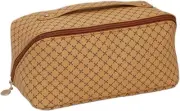 Travel Makeup Bag for Women, Large Capacity PU Leather Waterproof Checkered
