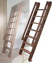 Wooden Bunk Bed Ladder 59 Inch - 5 Runner Non-Slip Ladder, Wooden Loft Bed Ladder Inclined Ladder with Non-Slip Feet, Easy to Assemble