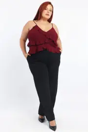 Black High Rise Wide Leg Tailored Pants