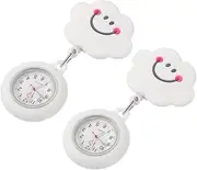 [BESTYASH] 2pcs Pocket Watch Badge Reel Watch Bundle Fob Badge Digital Lapel Chain Automatic Watch Sports Watch Home Watches for Nurses Retractable Clip Watch Nursing Watch White