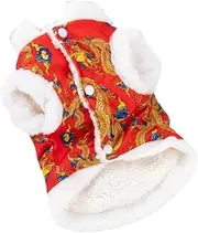 Qianly Pet Pullover Jacket Pet Traditional Vest Easy to Wear Cute Warm Pet Winter Coat Winter Pet Clothes Vest for Chinese New Year