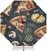 [RPLIFE] Travel Umbrella Windproof Collapsible Umbrella, Umbrellas for Backpacks/Handbags, Rain, Wind and Sun, Pizza Slices Pineapples