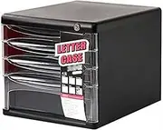 VUCICA Desktop File Cabinet, Office Storage Box with Lock, Multilayer Drawer Storage Organization-Black (Size : 4-Layer)