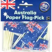 Australia / Anzac Day Party Supplies Flag Picks (Pk.50)