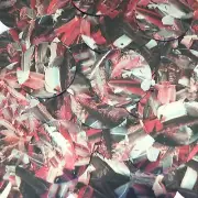 Sequin Round 30mm Red Silver Bird Feathers Print Metallic
