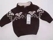 NWT GYMBOREE BROWN FAIRISLE NORDIC PULL OVER ZIP SWEATER 3-6 MO