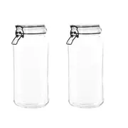 2 x Glass Clip Jar Food Kitchen Pantry Storage Airtight Canister Container 2.1L