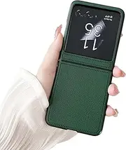 for Moto Razr Plus 2023 Case, PU Leather Phone Case for Motorola Razr 40 Ultra Full Body Protective Anti-Fingerprint Case for Motorola Razr+ 2023 (Green)