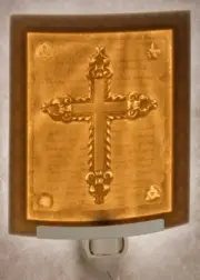 Cross Uncolored Lithophane Night Light made by The Porcelain Garden in the USA