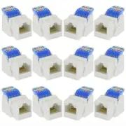 12 Pcs Cat6 RJ45 Ethernet LAN Network Toolless Keystone Jack Snap In 8P8C White