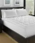 Ella Jayne Lofty 100% Cotton Plush Fiber Filled Mattress Pad, Queen, White