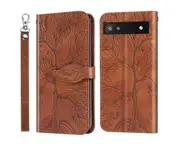 For Google Pixel 6A Cover with Kickstand - Brown