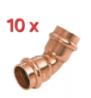 Lot Of 10 ProPress 45 Deg Elbow, Copper, 1/2" x 1/2"
