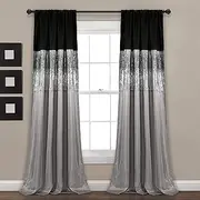 [Lush Decor] Night Sky Curtain Panel, Black/Gray