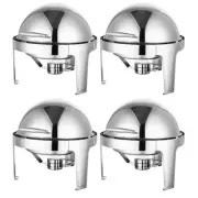 SOGA 4X 6L Stainless Steel Chafing Round Roll Top Buffet Chafer Dish