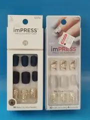 2× imPRESS PRESS-ON MANICURE Nails SHORT LENGTH 82656 Wannabe Star & 76610 Y Boy