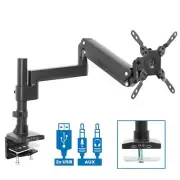 Mount-It! Single Monitor Desk Mount w/ USB & Multimedia Ports