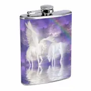 Unicorns D1 Flask 8oz Stainless Steel Hip Drinking Whiskey Mythical Creature