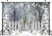 AIIKES 7X5FT Winter Photography Backdrop Glitter White Snow Forest Pine Tree ...