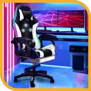 Furb Gaming Office Chair Executive Computer LED Massage Seat Footrest Ergonomic Support White