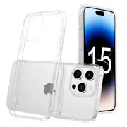LEEU DESIGN For iPhone 15 Pro Max Shock-absorbing TPU Case 3D Stereo Sound Transparent Phone Cover