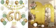 Gold Arch Backdrop Stand, 60th Birthday Decorations, 6.6FT+5.5FT Wedding Back...