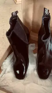 Tuffrider Ladies Pull On Jodhpur BOOTS Black PATENT Leather *NEW size Approx. 9
