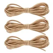 3Pcs Faux Suede Leather String, 4.4 Yards 3mm Flat Suede Cord, Khaki