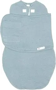 embé 2-Way Starter Swaddle Blanket, 2.5KG - 7 KG, 1.0 TOG, Nappy Change w/o Unswaddling, Legs in and Out Design, Warm Up or Cool Down 100% Cotton, 0-3 Months (Sea)